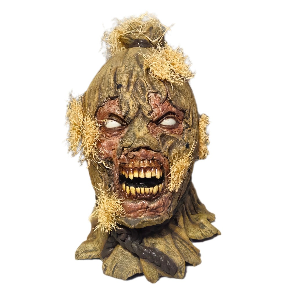 Ghoulish Productions Scarecrow Zombie Mask Unisex Brown Burlap Horror Latex
